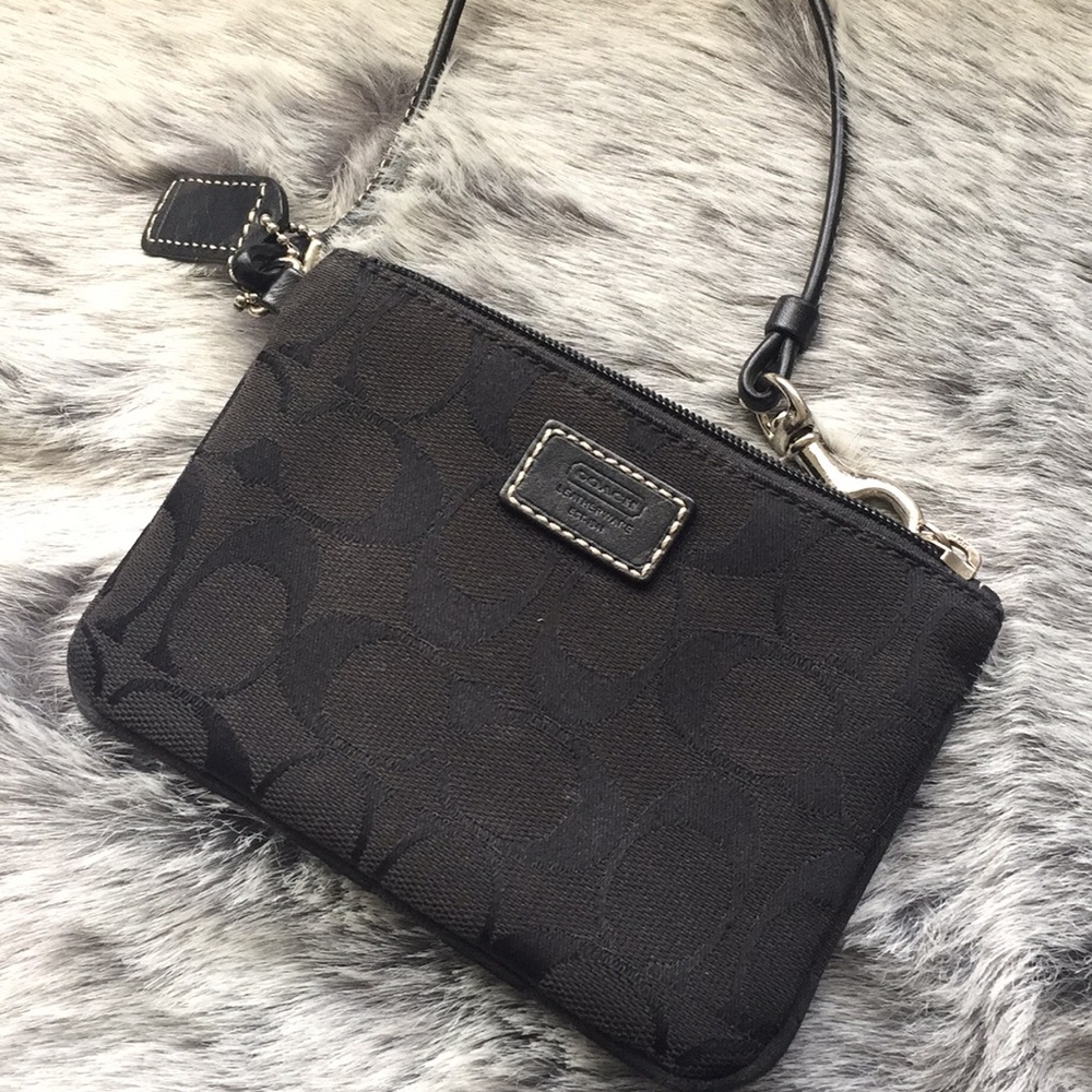 Coach wristlet canvas signature black